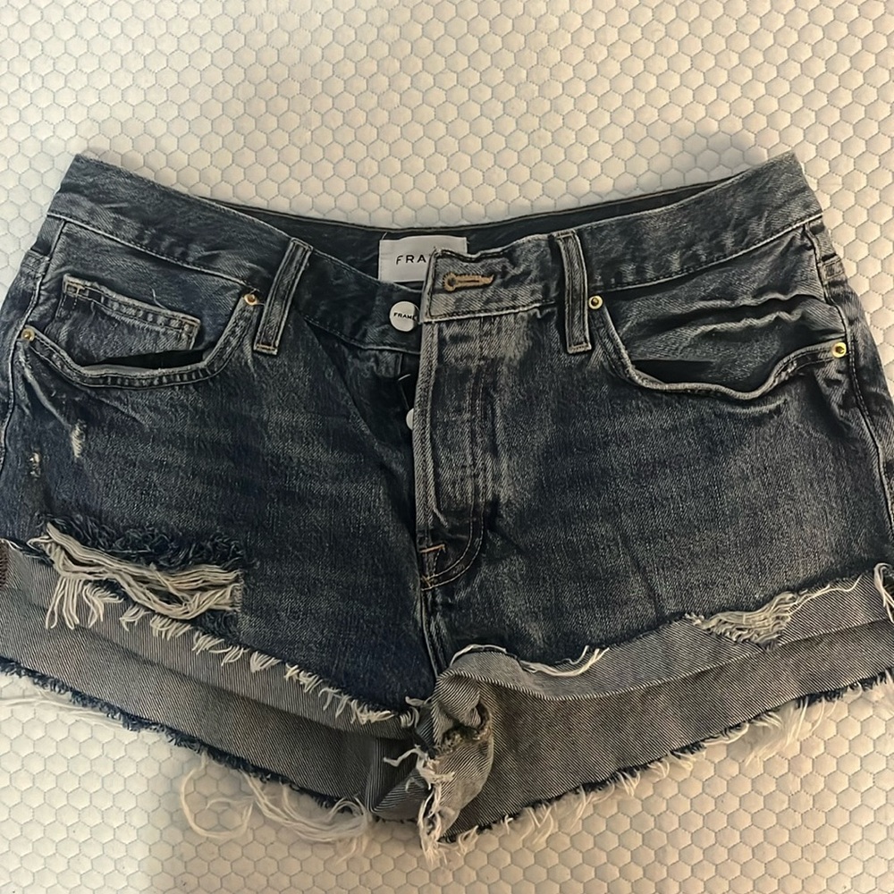 Frame high waisted denim shorts